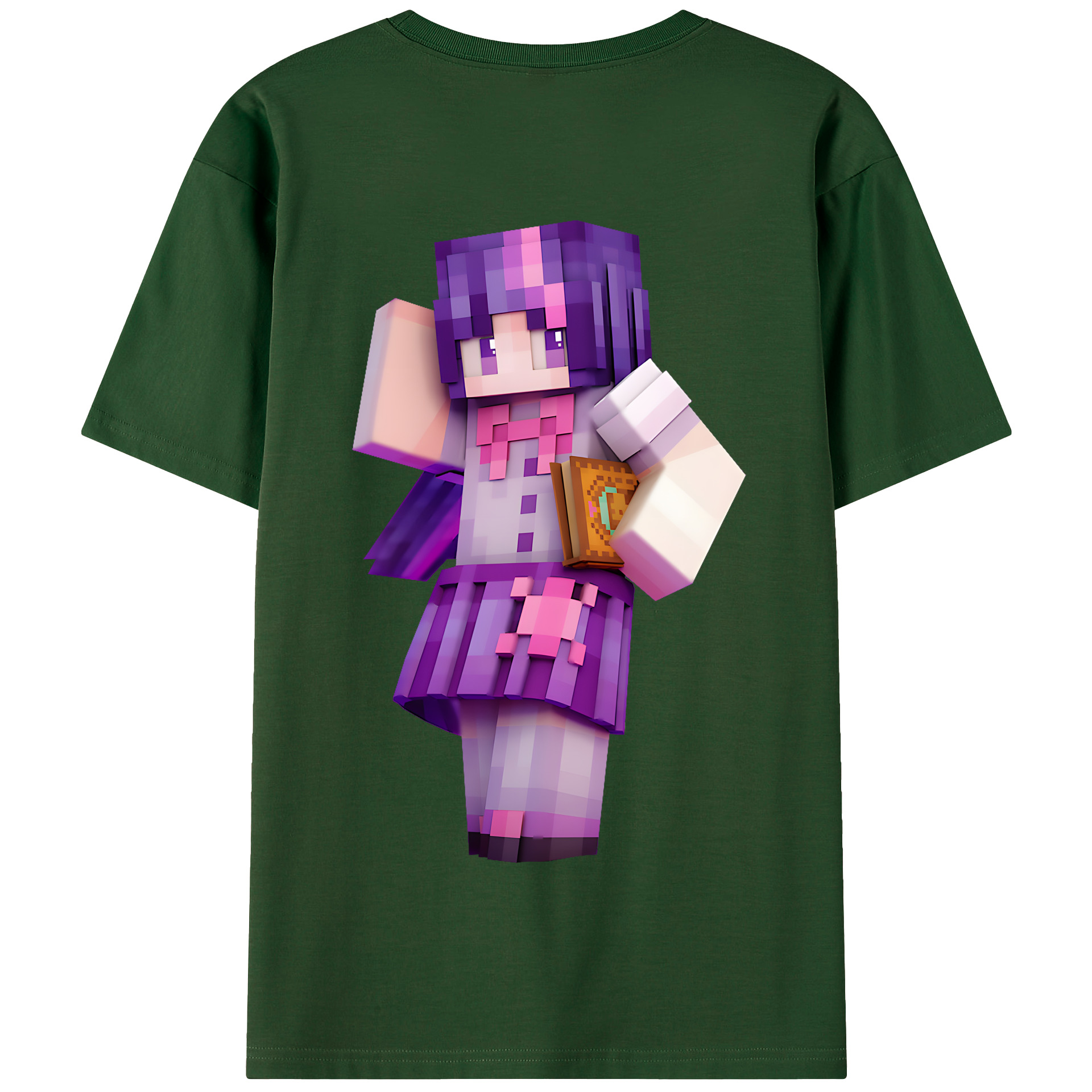 （画像用） マインクラフト ブロックの世界 Minecraft MC Block world 綿100％半袖Tシャツ（背面プリント）